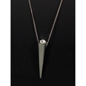 BCBGeneration Silver Tone Cone Pendant Necklace Rhinestone Accent 30" NWT